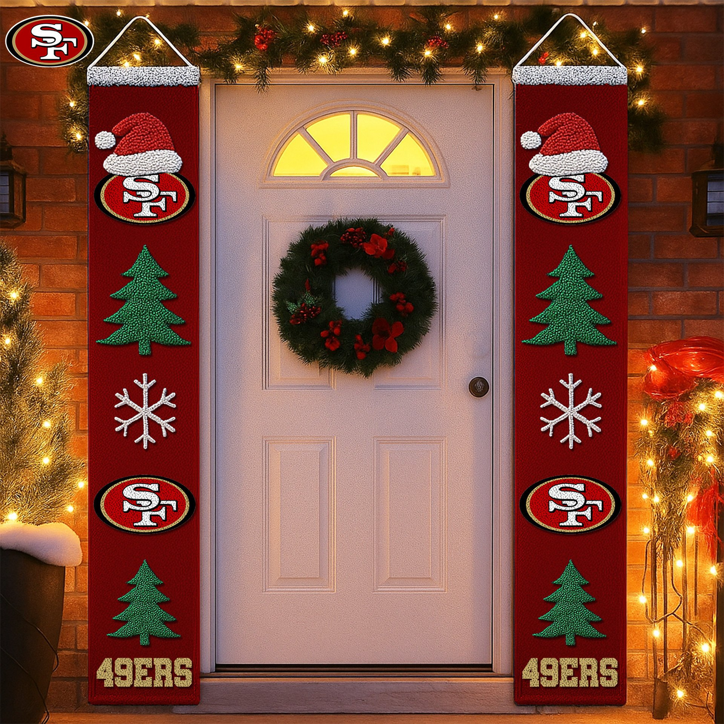 Premium NFL X SF  Christmas Merry Christmas Porch Sign NDT TDT
