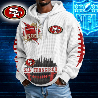 Premium NFL x SF49 Waffle Zipper Long Sleeve Hooded Sweatshirt V1 NAK HLPHUONG
