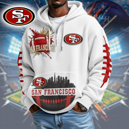 Premium NFL x SF49 Waffle Zipper Long Sleeve Hooded Sweatshirt V1 NAK HLPHUONG