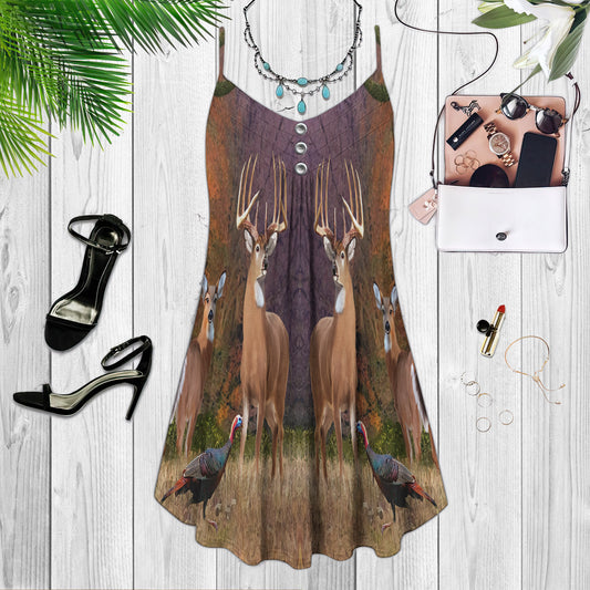 Hunting Spaghetti Strap Summer Dress | Sleeveless V Neck Mini Dress | Sundress