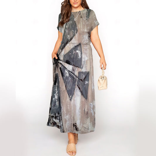 Farmhouse Short Sleeve Maxi Dress With Pockets | Plus Size Dress | Summer Dress