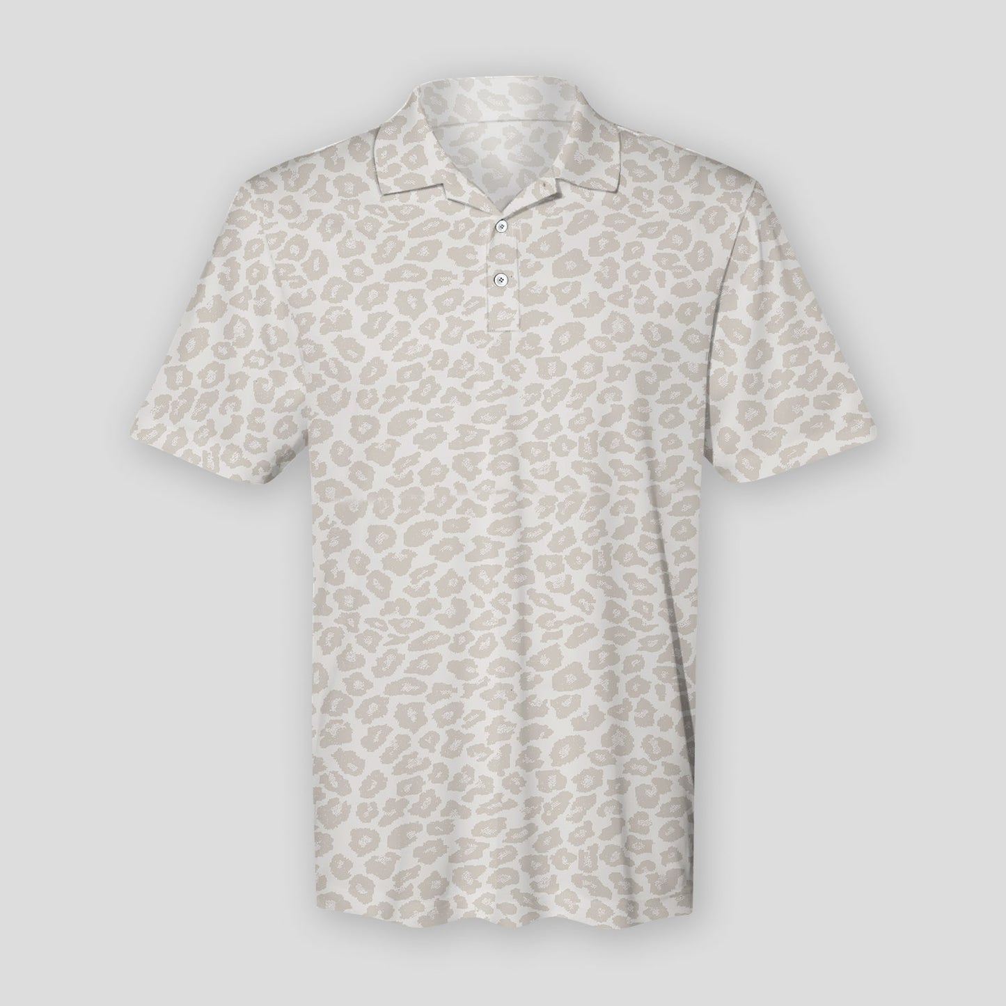Beige Natural Leopard Cheetah Polo Shirt For Men | Polo T-shirt | Men Short Sleeve Shirt