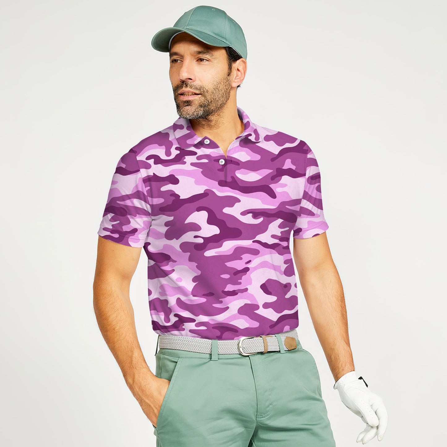 Pink Camouflage Polo Shirt For Men | Polo T-shirt | Men Short Sleeve Shirt