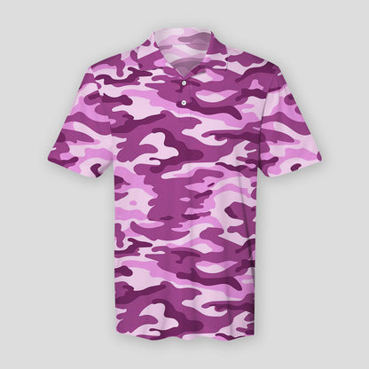 Pink Camouflage Polo Shirt For Men | Polo T-shirt | Men Short Sleeve Shirt