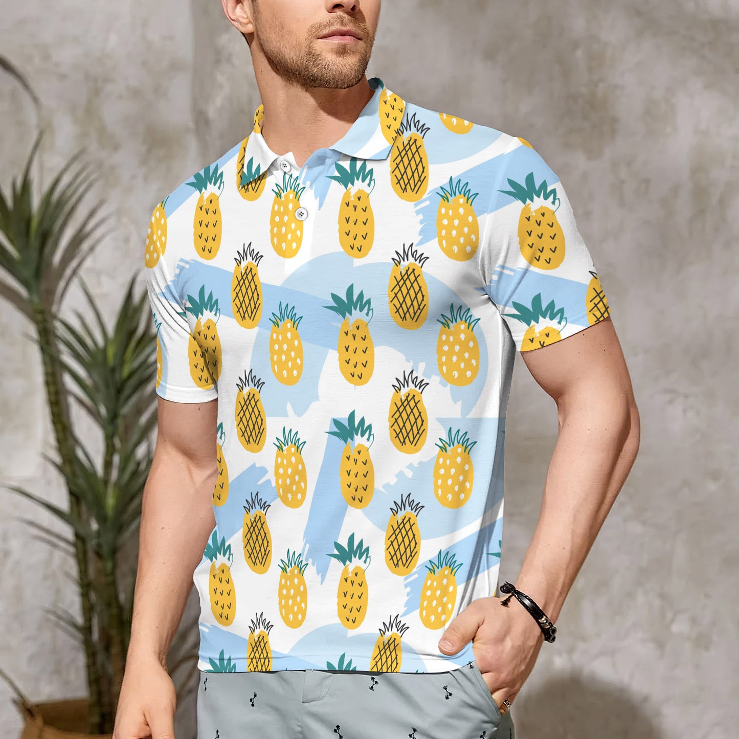 Pineapple On Summer Polo Shirt For Men | Polo T-shirt | Men Short Sleeve Shirt