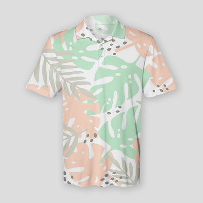 Tropical Leaves Summer Seamless Pattern Polo Shirt For Men | Polo T-shirt | Men Short Sleeve Shirt