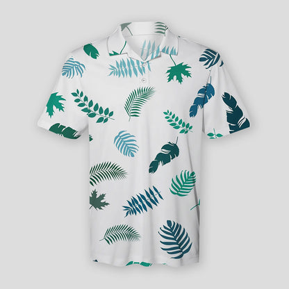 Summer Tropical Palm Leaves Green Color Pattern Polo Shirt For Men | Polo T-shirt | Men Short Sleeve Shirt