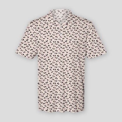 Trendy Leopard Print Animals Fur Modern Scandinavian Style Raw Brush Abstract Spring Summer Pink Nude Polo Shirt For Men | Polo T-shirt | Men Short Sleeve Shirt