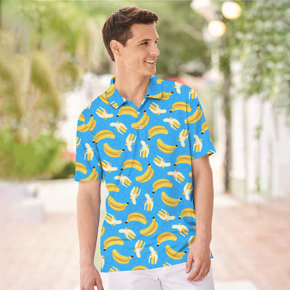 Bananas Summer Fruits Polo Shirt For Men | Polo T-shirt | Men Short Sleeve Shirt
