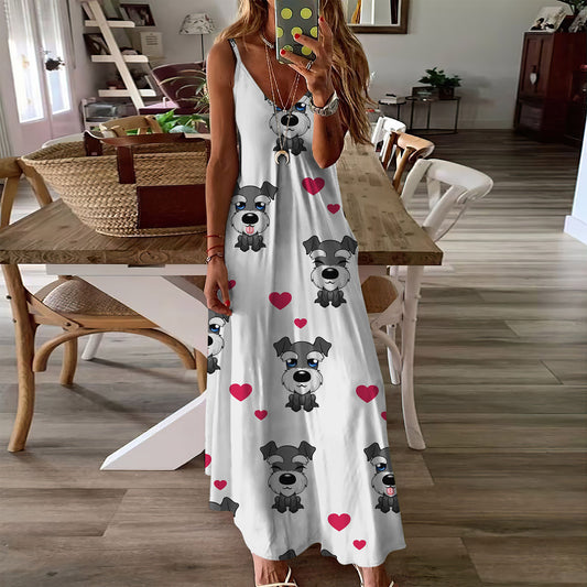 Miniature Schnauzer Sleeveless Maxi Dress | Women Summer Dress | Sundress