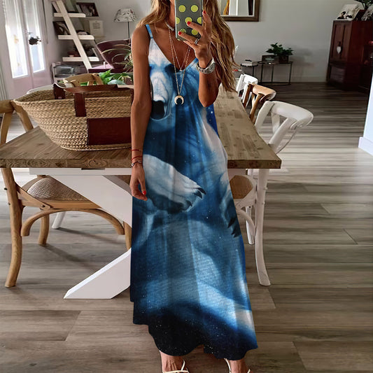 Polar Bear Sleeveless Maxi Dress | Women Summer Dress | Sundress
