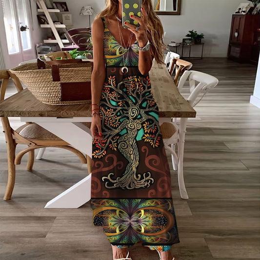 Tree Of Life Celtic Sleeveless Maxi Dress | Women Summer Dress | Sundress