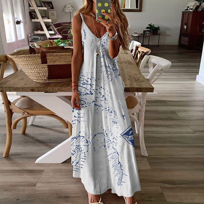 Best Beach Anchor Sleeveless Maxi Dress | Women Summer Dress | Sundress