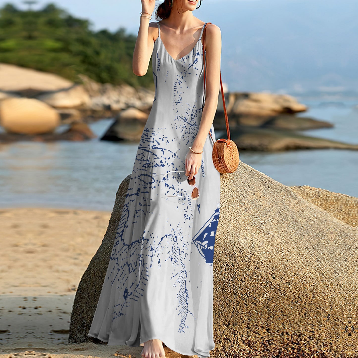 Best Beach Anchor Sleeveless Maxi Dress | Women Summer Dress | Sundress