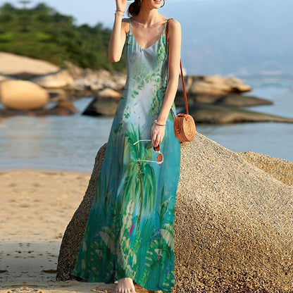 Palm Tree Beach Sleeveless Maxi Dress | Women Summer Dress | Sundress