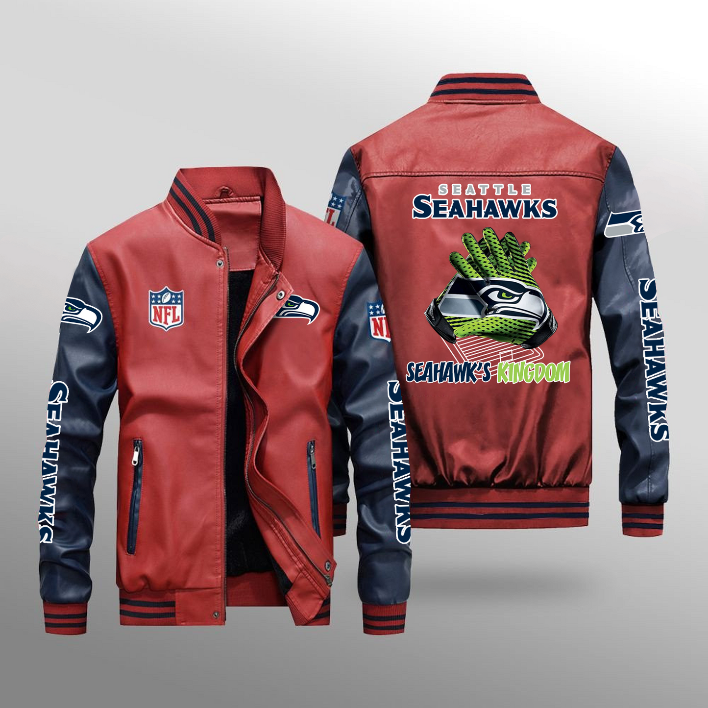 SEA x NFL Leather Bomber Jacket DATND TANTD