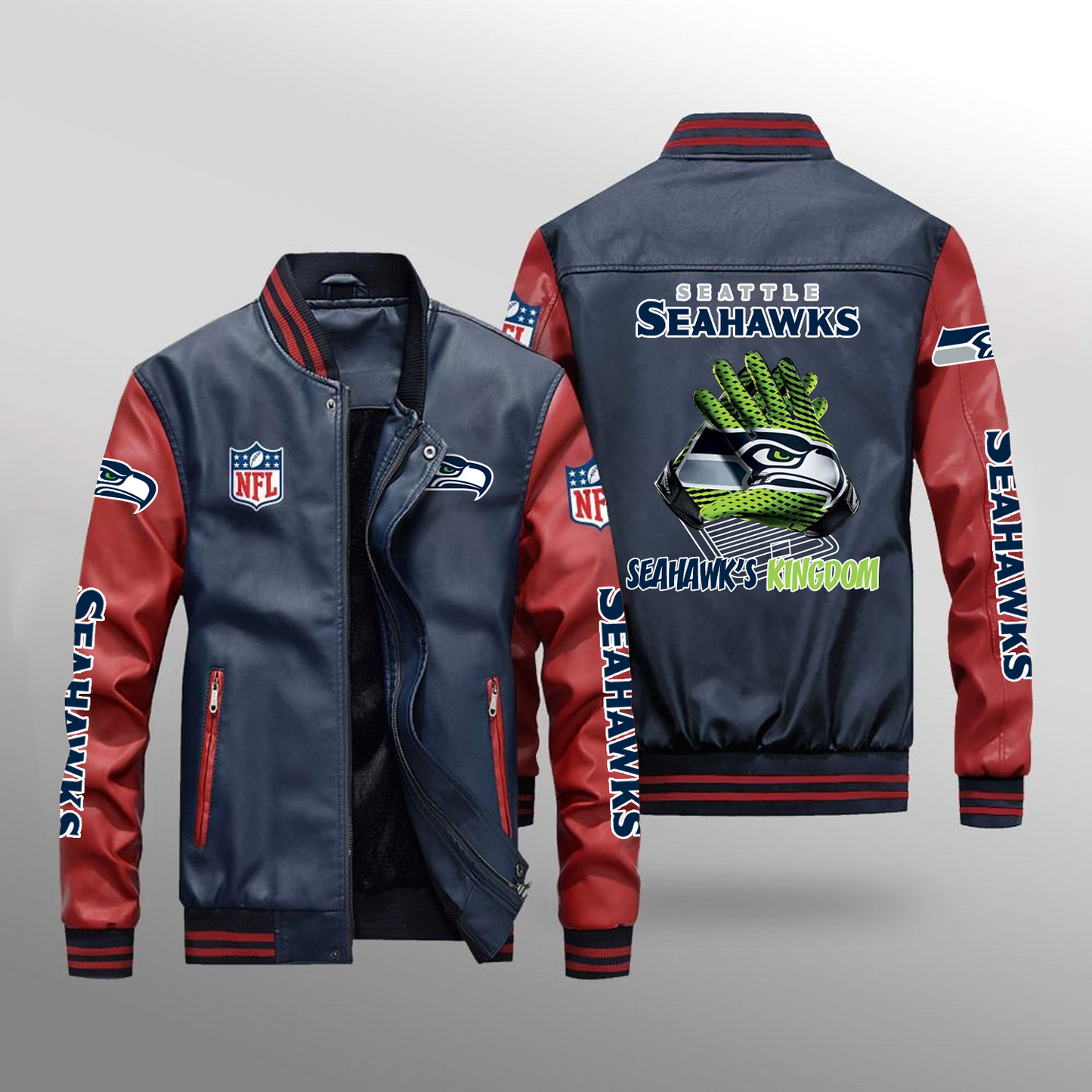 SEA x NFL Leather Bomber Jacket DATND TANTD