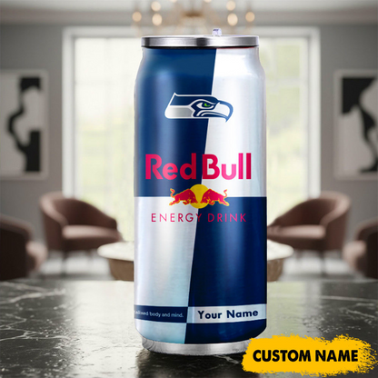 SEA x NFL Mix RedB Drink Can Tumbler Custom Any Name DATND TANTD