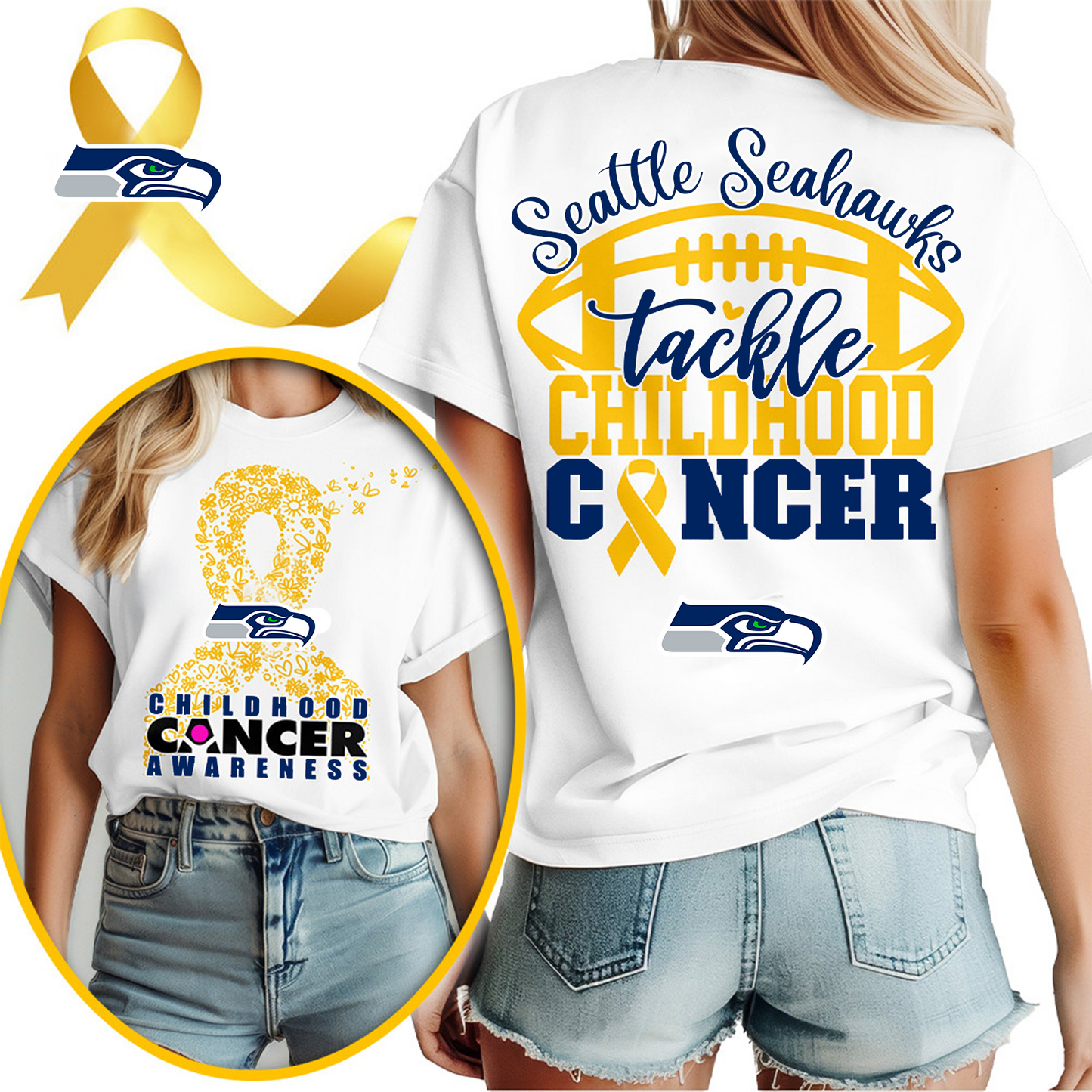 SEA X NFL Premium Childhood Cancer Awareness Month 3D Shirt DatND ThuongNH
