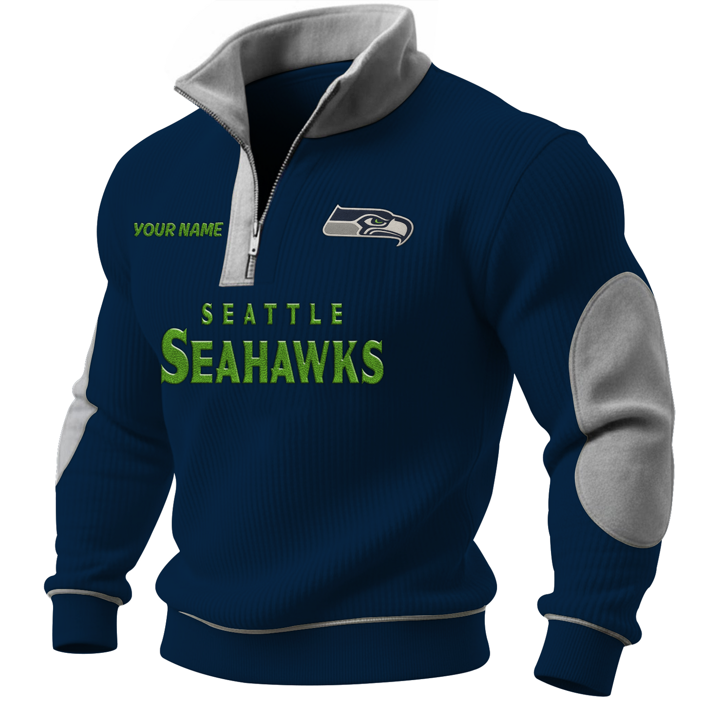 SEA x NFL PREMIUM LONG ZIP POLO SHIRT DATND TANTD