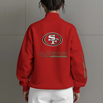 SF X NFL Women Plain Color Zip Up Long Sleeve Sweatshirt NAK NHT
