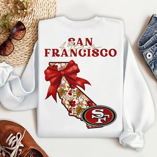 SF49 Premium NFL Cozy State Bow Sweatshirt DDT NTL