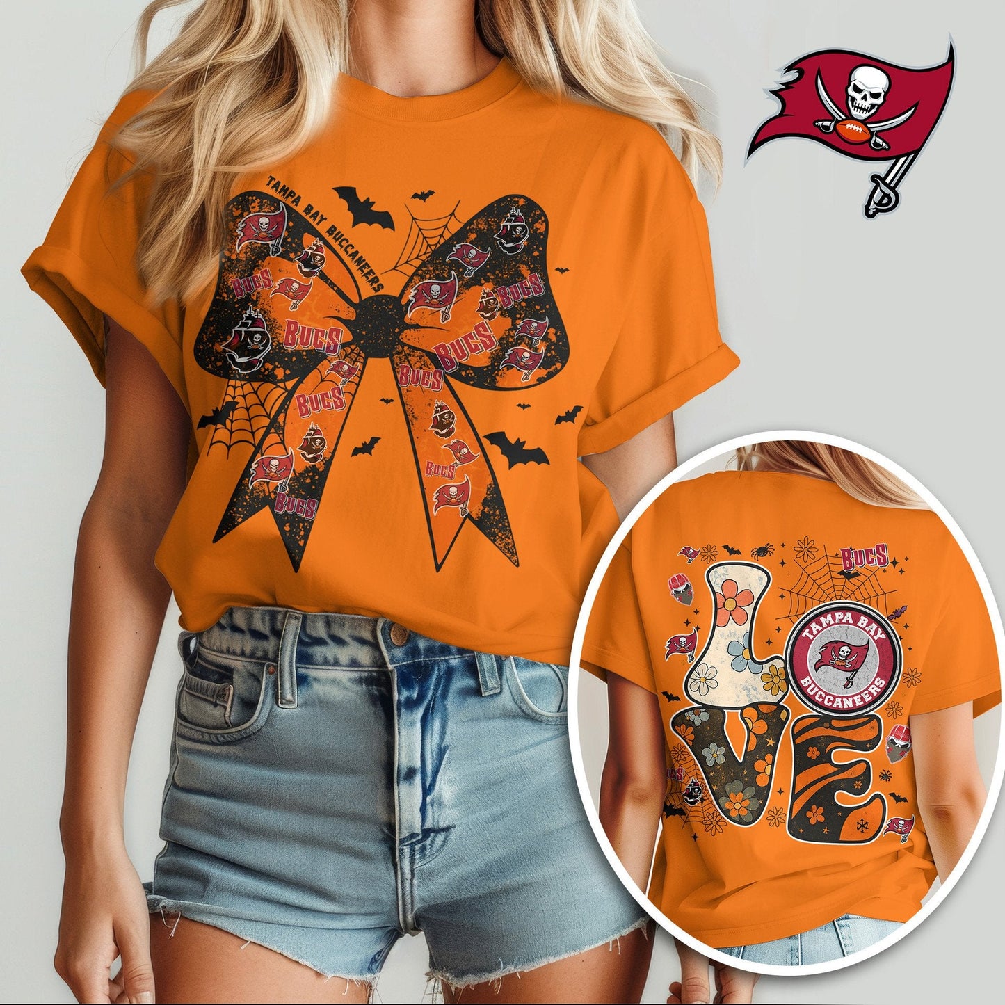TB x NFL Halloween Bow 3D Shirt 0409 DatND DVT