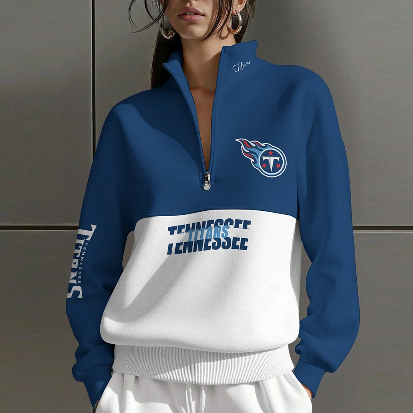 TEN X NFL Women Plain Color Zip Up Long Sleeve Sweatshirt NAK NHT