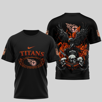TT Premium NFL Flaming Eagle Skull T-Shirt DDT CTND