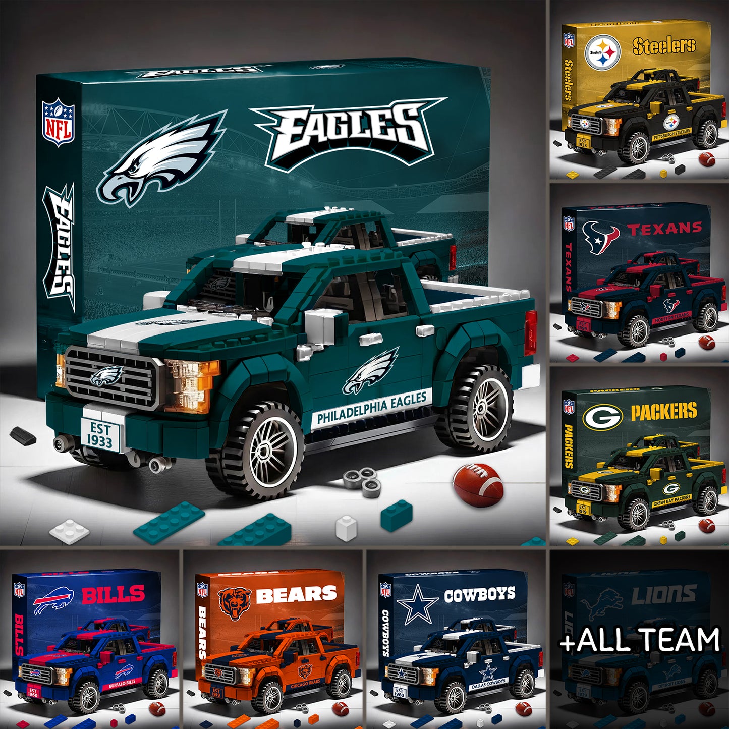 NFL 3D Racing Truck Model Building Block Set 2411 V1 NAK NHM